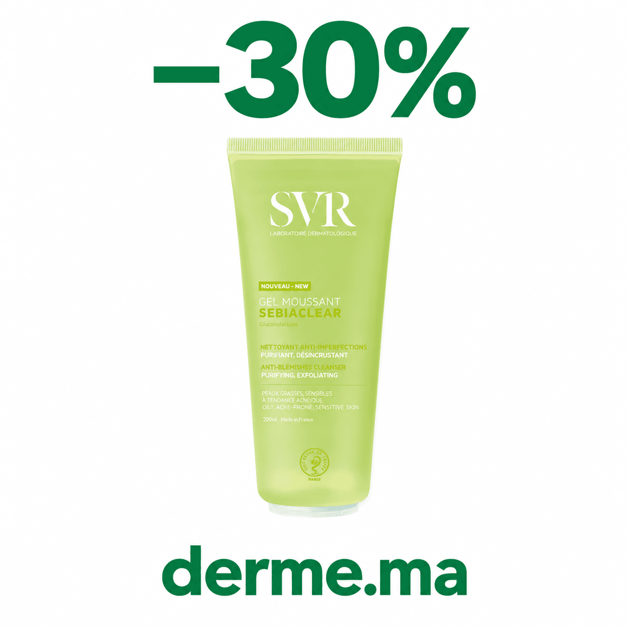 SVR SEBIACLEAR GEL MOUSSANT 200 ML