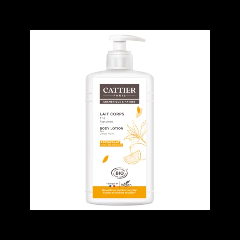 CATTIER Lait corps régénérant parfum thé agrumes bio flacon pompe 500ml