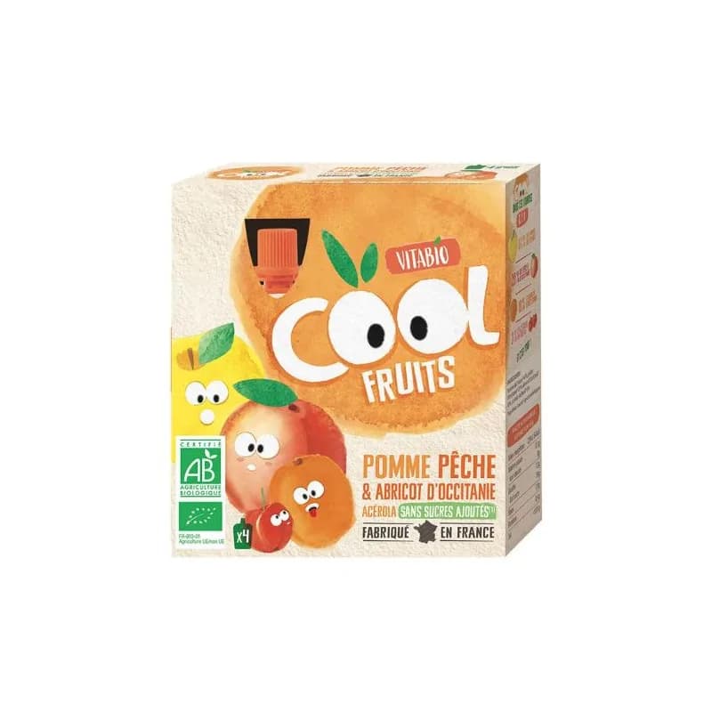 VITABIO POMME PECHE ABRICOT ACEROLA 4 X 90 G