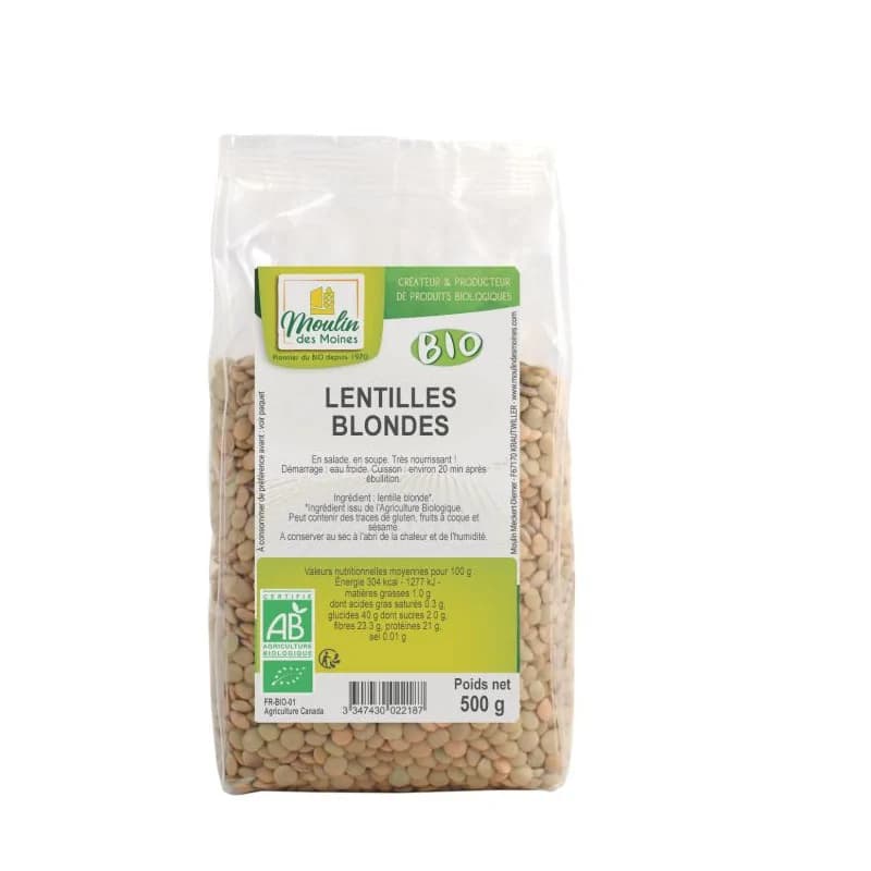 Moulin des Moines LENTILLES BLONDES 500 G