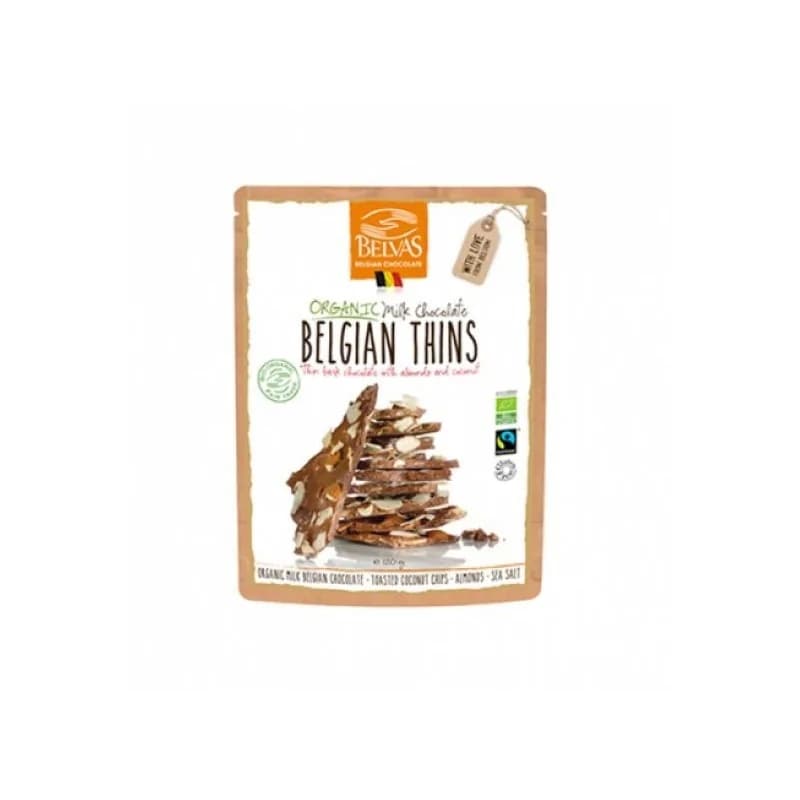 BELVAS  CHOCOLAT AU LAIT CASSES 120 G (chips de coco toastés, amandes et sel de mer)