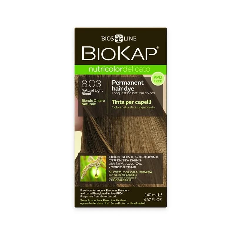BIOKAP NUTRICOLOR DELICATO TEINTURE POUR CHEVEUX BLOND CLAIR NATUREL 8.03