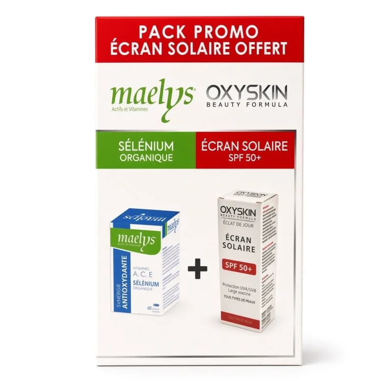 MAELYS SÉLÉNIUM ORGANIGUE ACE ANTIOXYDANTE 60 GÉLULES + oxyskin ecran offert
