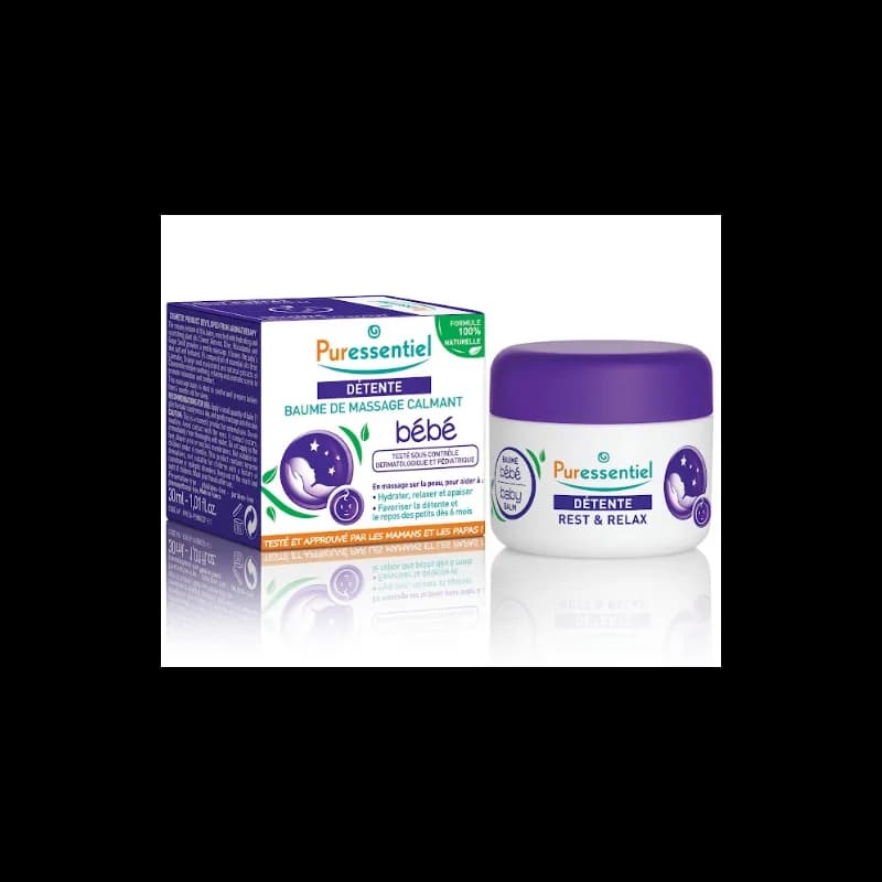 Puressentiel Baume de massage calmant bébé détente 3 HE - 30 ml