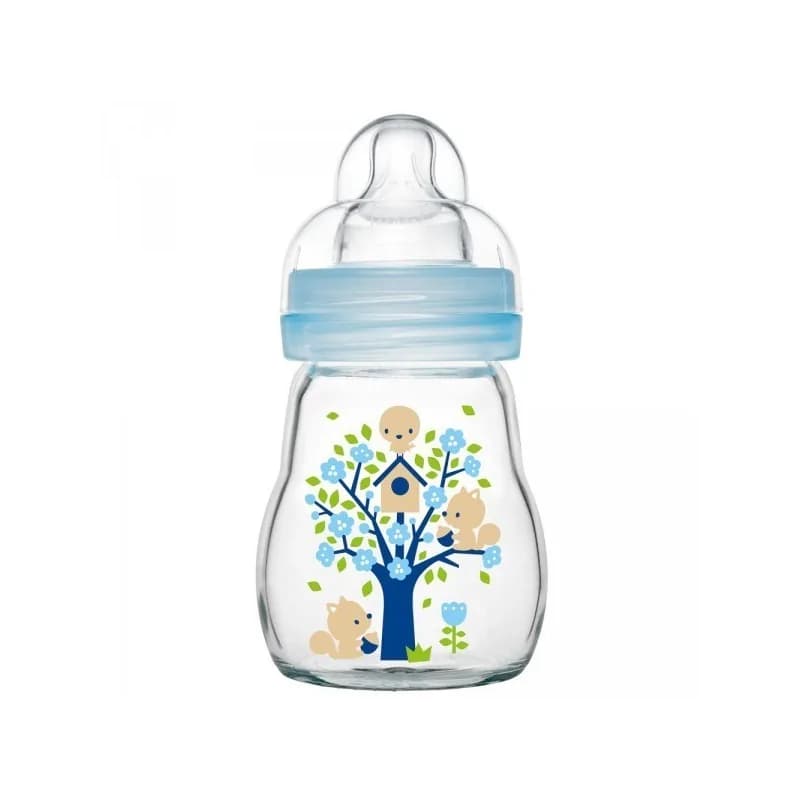 MAM BIBERON EN VERRE FEEL GOOD 1ER AGE BLEU 170ML