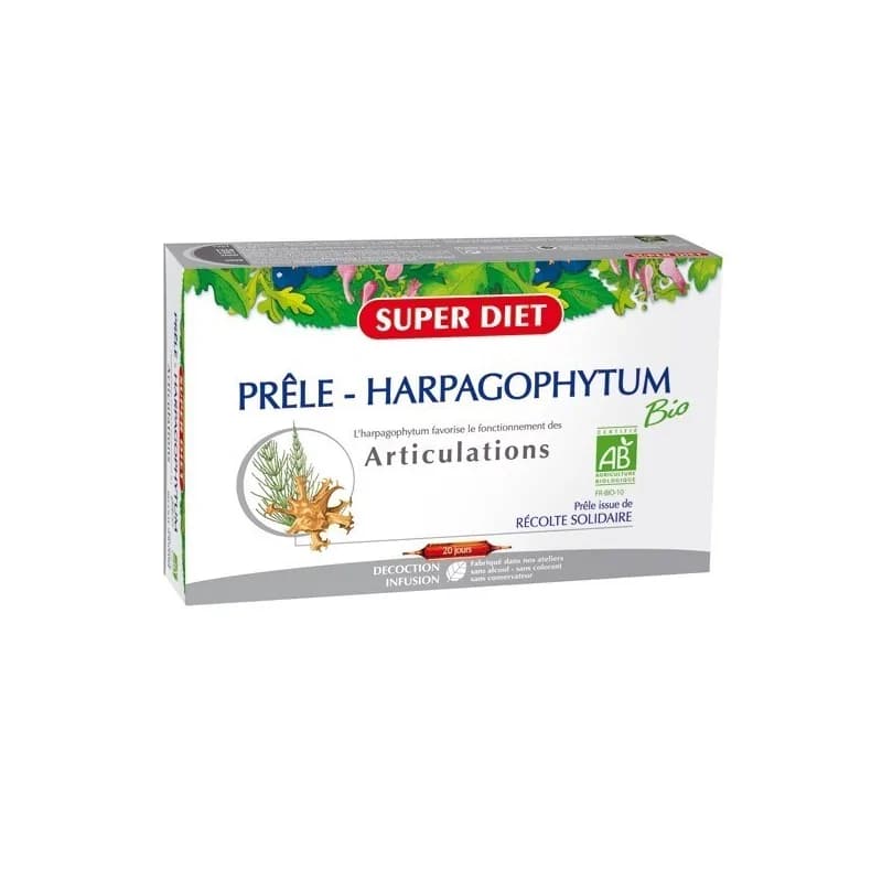 Super diet prêle harpagophytum bio 20 ampoules