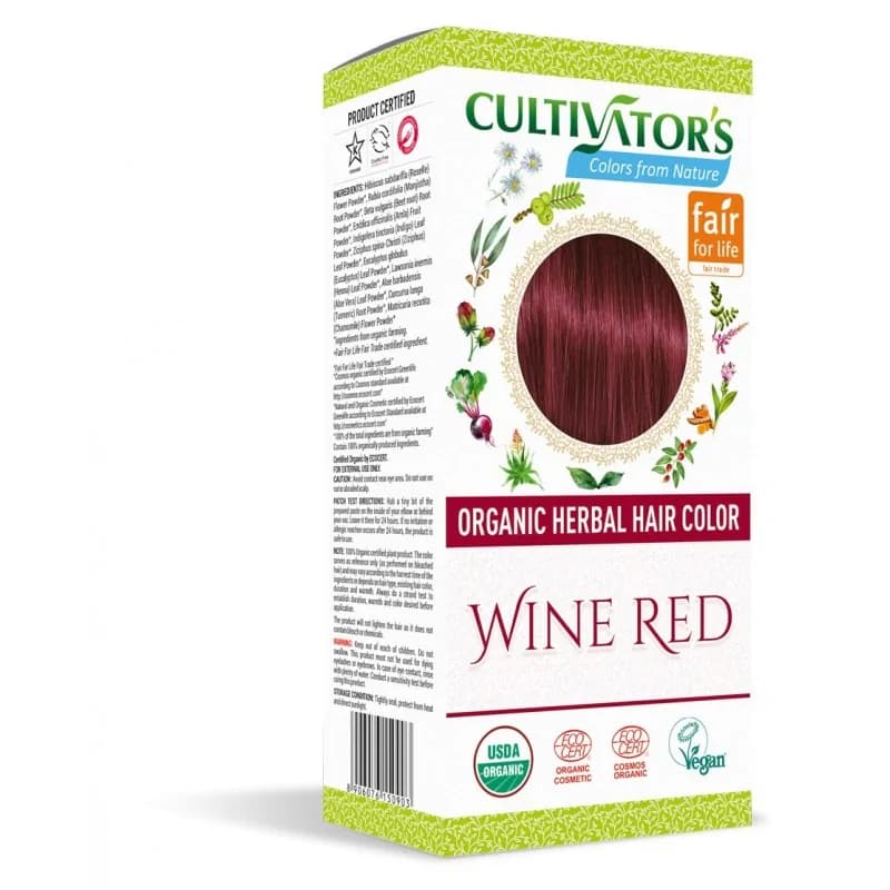 CULTIVATORS ORGANIC HERBAL HIAR COLOR WINE RED