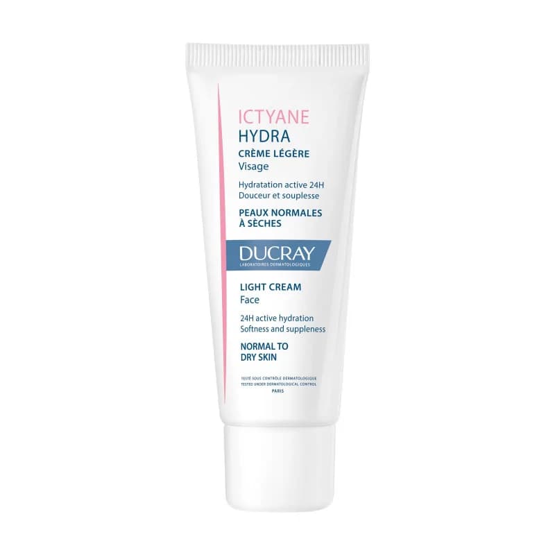 Ducray Crème légère Visage Crème hydratante visage peau sèche Ictyane Hydra 40 ml