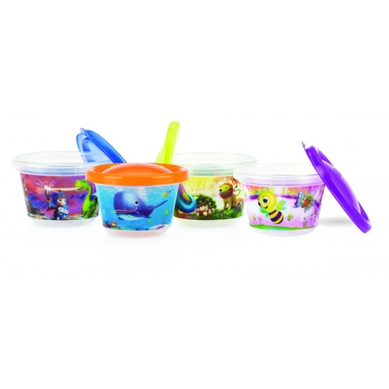 NUBY Lot de 4 bols PIC-NIQUE petit modèle  118ml  avec couvercle +3 mois - ID94044