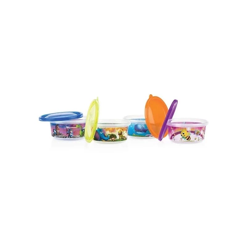 NUBY Lot de 4 bols PIC-NIQUE grand modèle  300ml   avec couvercle +3 mois - ID94043