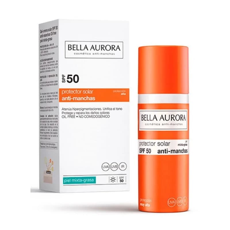 Bella Aurora GEL SOLAIRE ANTI TÂCHE SPF 50+ (50ML)  Peaux mixtes/grasses