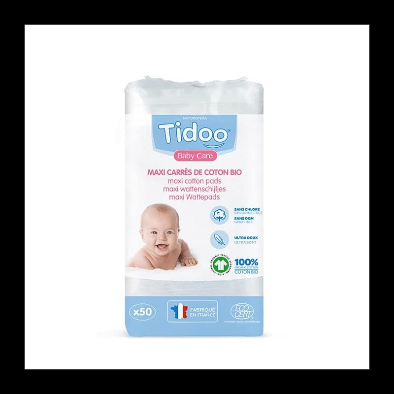 TIDOO MAXI CARRES DE COTON BIO x50
