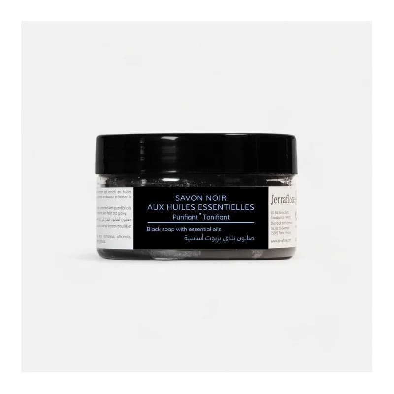 JERRAFLORE SAVON NOIR AUX HUILES ESSENTIELLES 100 g Elimine Les Impuretés En Douceur