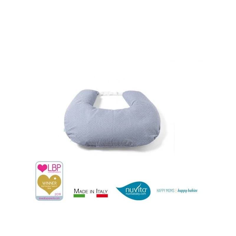 NUVITA COUSSIN D'ALLAITEMENT HYPOALLERGÉNIQUE, RESPIRANT, IMPERMÉABLES À L’EAU - FEEDFRIEND BLU BIANCO
