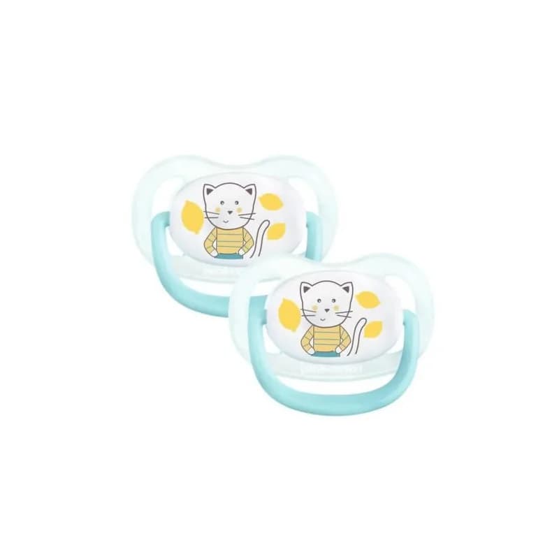 BÉBÉ CONFORT SUCETTES PHYSIO AIR CONF  - 6/18 M - THE GARDENER BLEU ET JAUNE  SIL X2 - 6877