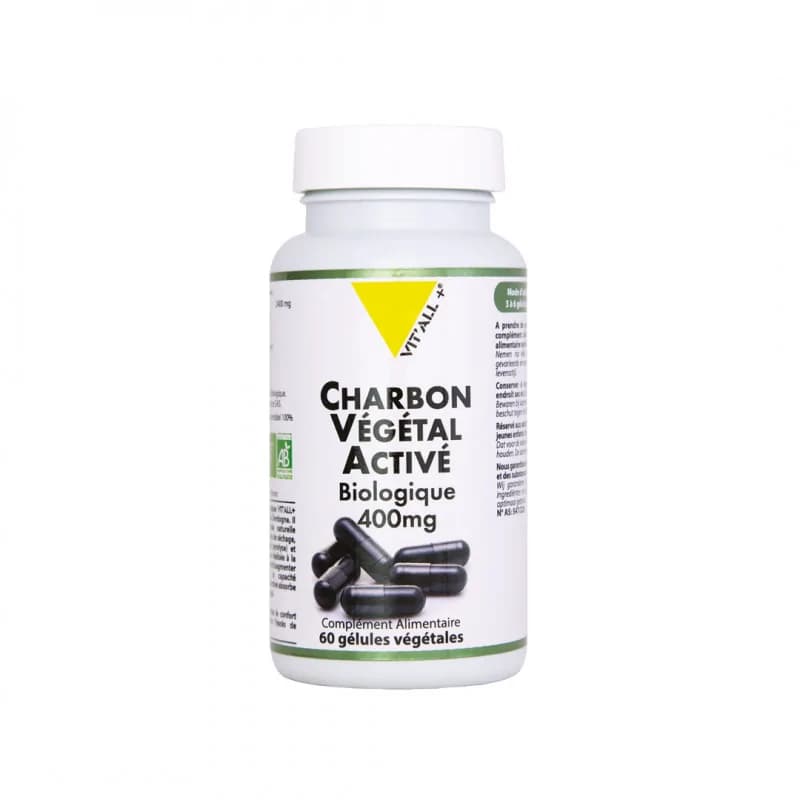 VIT’ALL+ Charbon Végétal 400Mg 60 Gélules