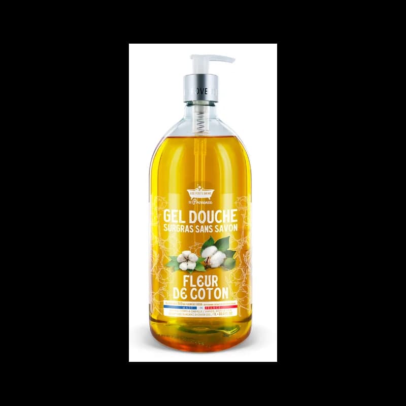 LES PETITS BAINS DE PROVENCE GEL DOUCHE FLEUR DE COTON  FLACON  1 LITRE