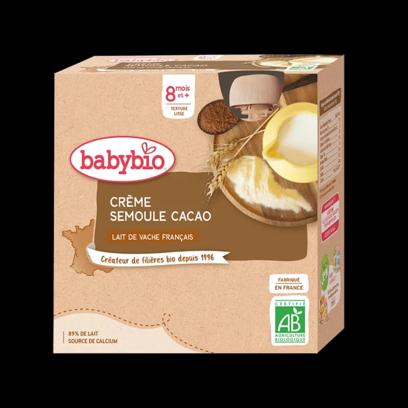 Babybio Crème Semoule Cacao 4x85G