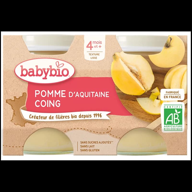Babybio Pomme d’Aquitaine Coing 2X130G