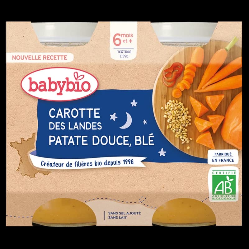 Babybio Carotte des Landes Patate Douce Blé 2x220G