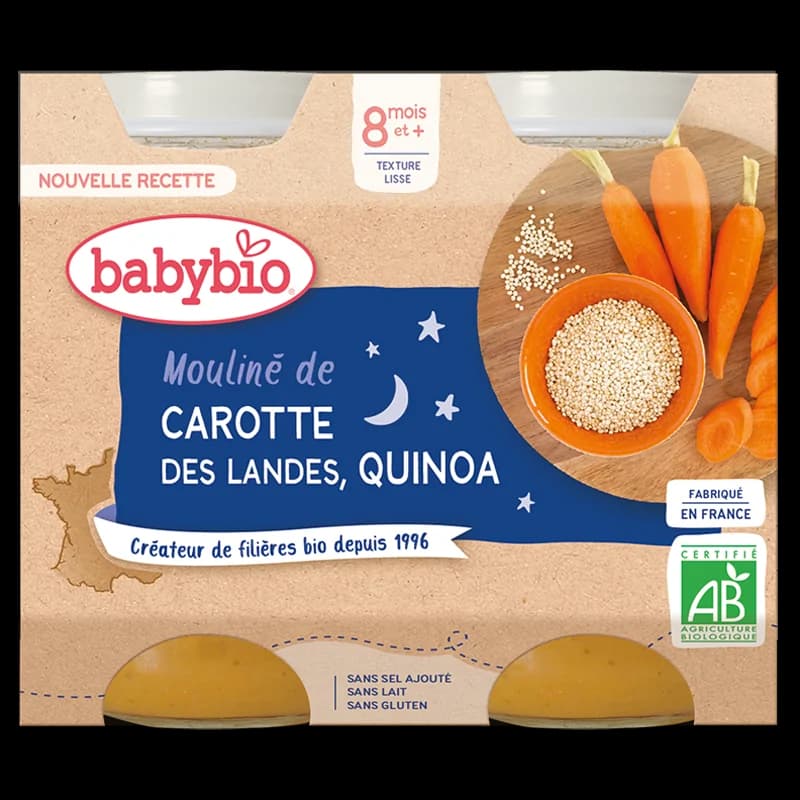 Babybio Mouliné de Carotte des Landes & Quinoa 2x200g