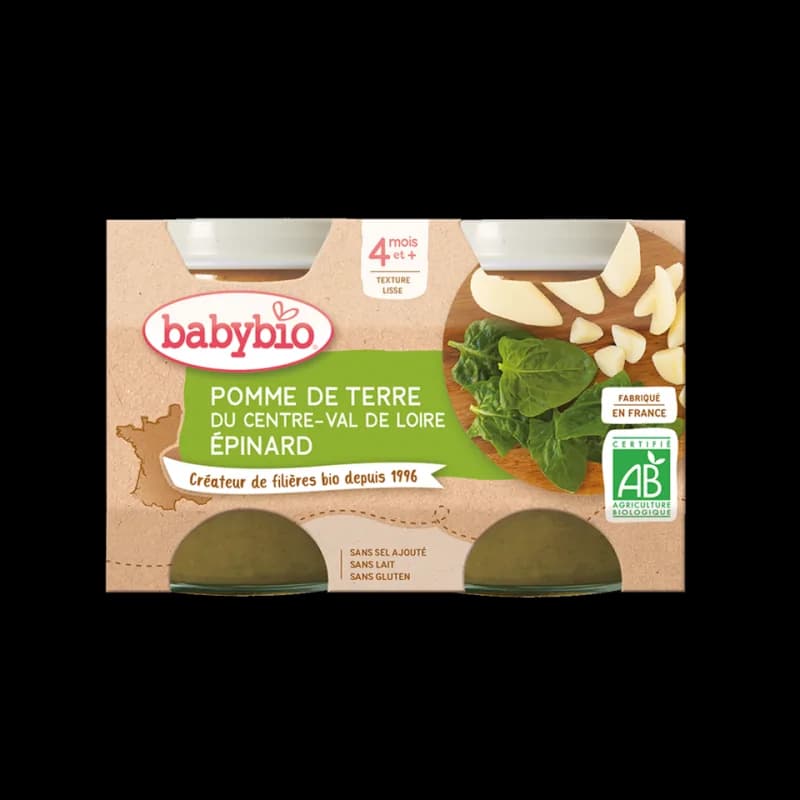 Babybio Pomme de Terre du Centre-Val de Loire Épinard 2X130G