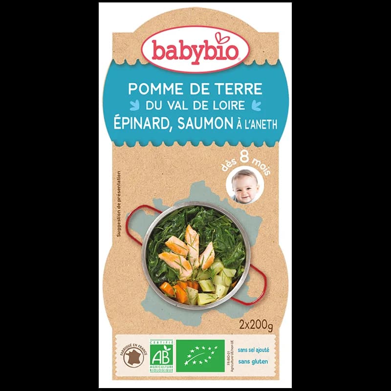 Babybio BOL Pomme de Terre du Val de Loire Épinard Saumon à l’Aneth 2X220G