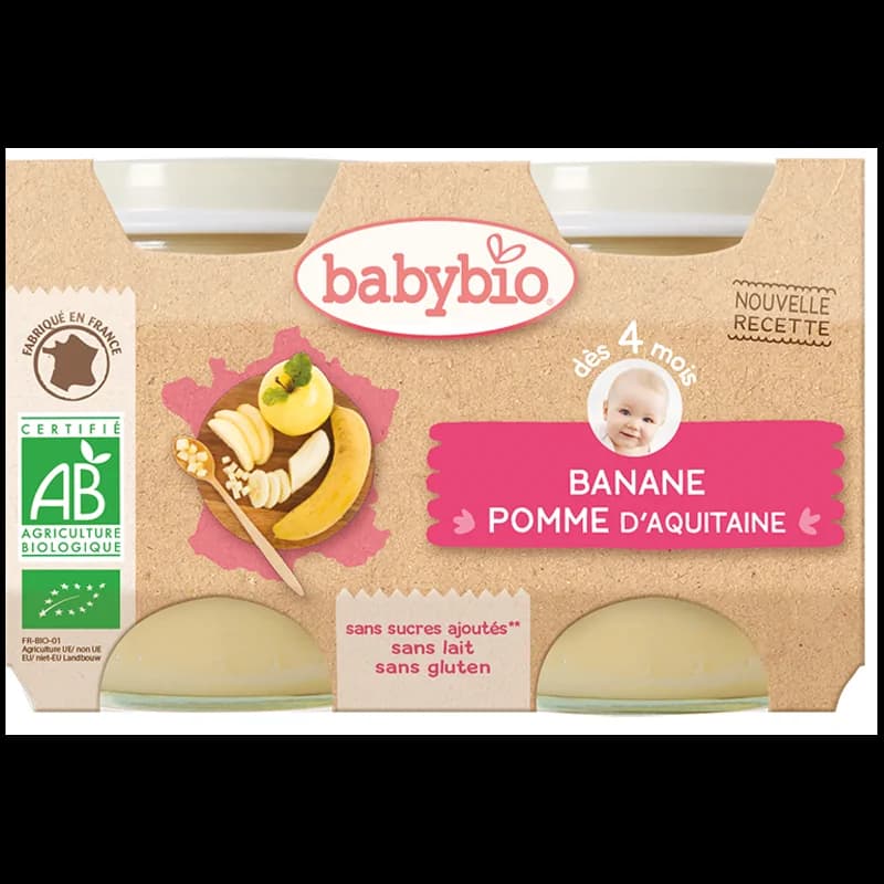 Babybio Banane Pomme d’Aquitaine 2X130G