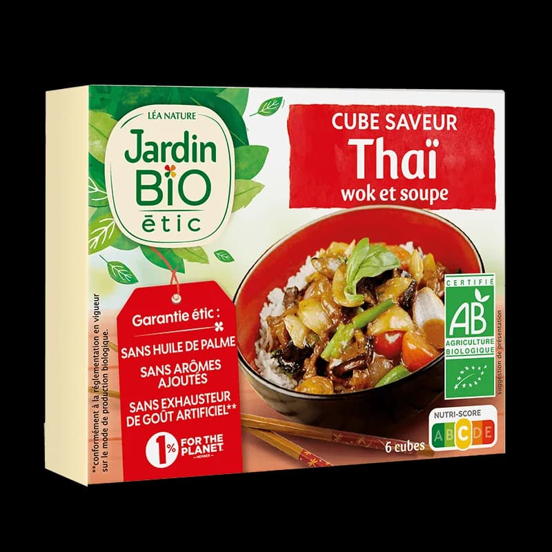 JARDIN BIO BOUILLON CUBE SAVEUR WOK & DOUPRD SANS HUILE DE PALME 6x11G