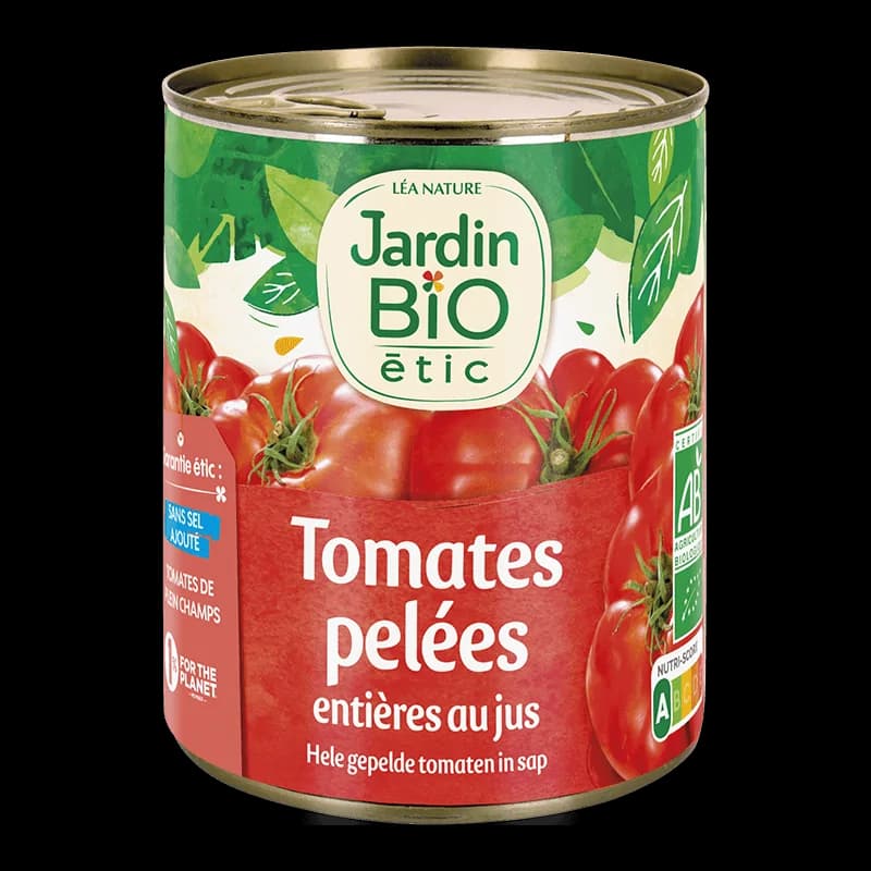 JARDIN BIO TOMATES PELEES ENTIERES 800G