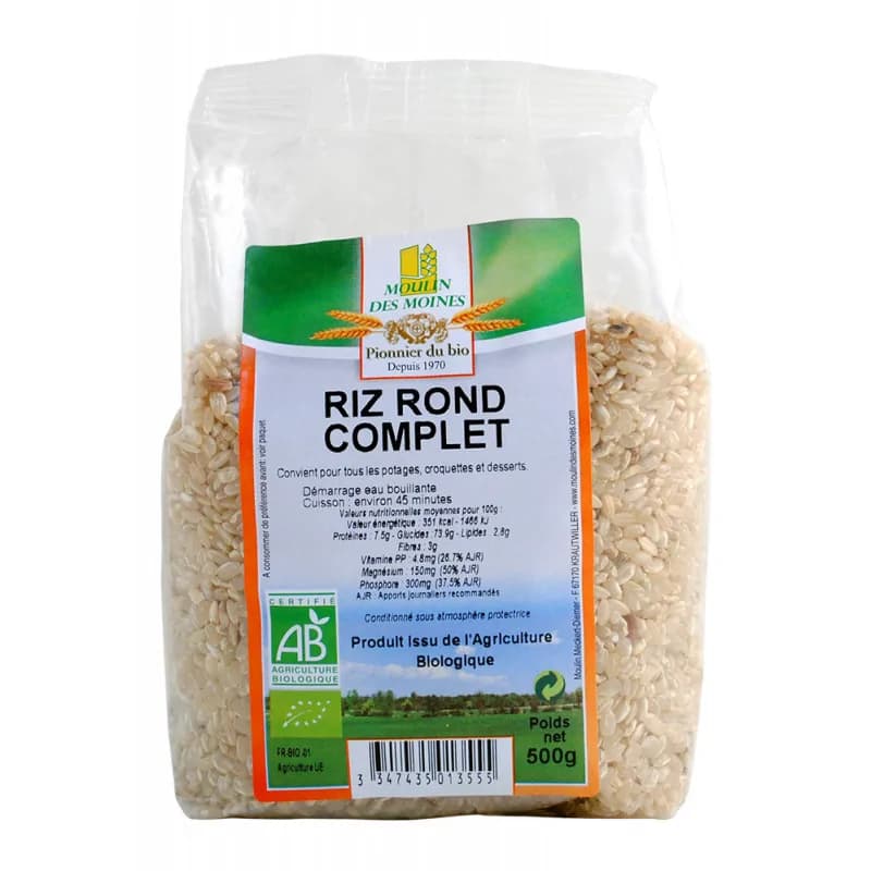 MOULIN DES MOINES RIZ ROND COMPLET 500G