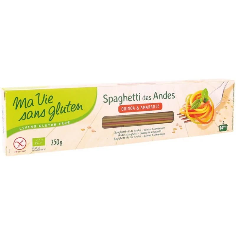 MA VIE SANS GLUTEN SPAGHETTI DES ANDES 3 COULEURS 250G