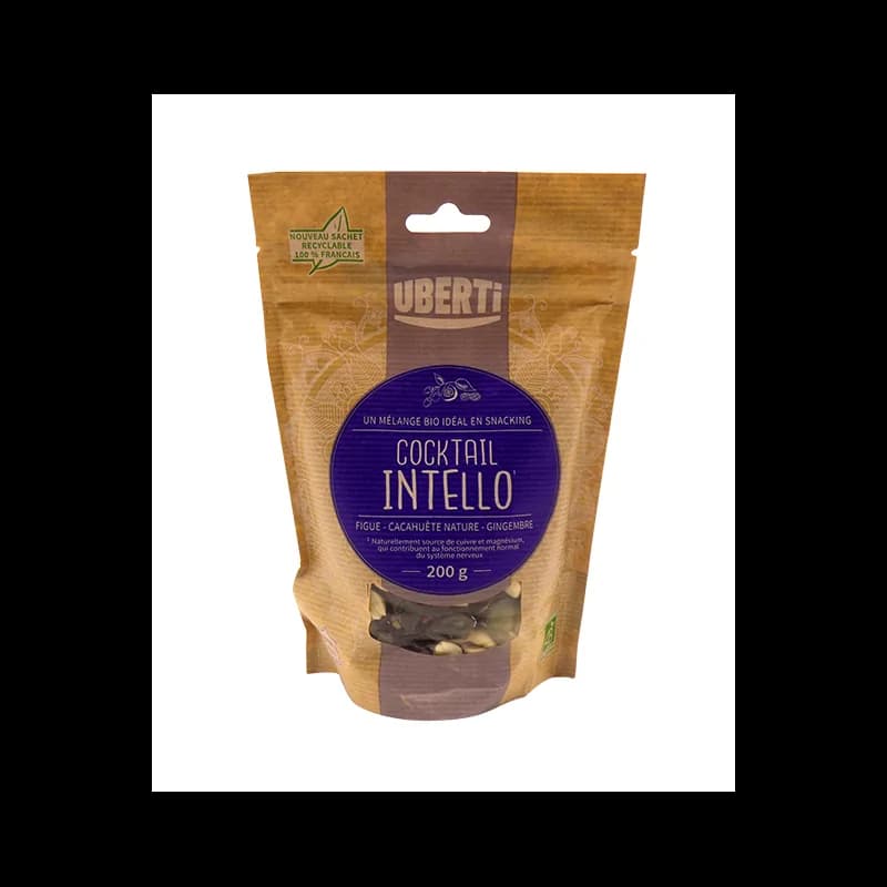 Uberti  COCKTAIL INTELLO (figues,mûres blanches, baies de goji,gingembre confit,cacahuetes,graines de courge)  200G