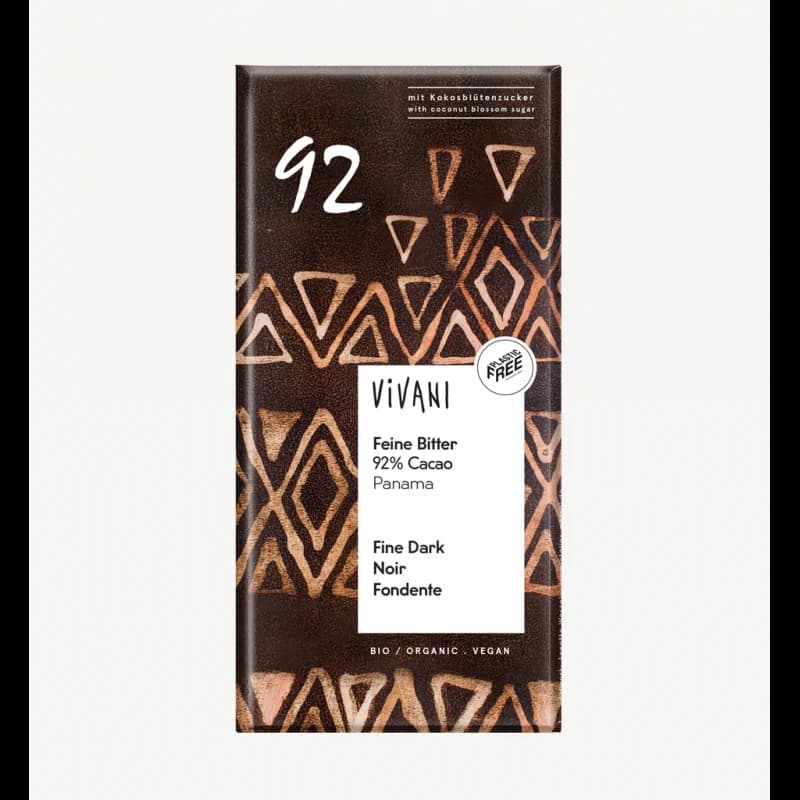 VIVANI TABLETTE DE CHOCO NOIR  92% 80G