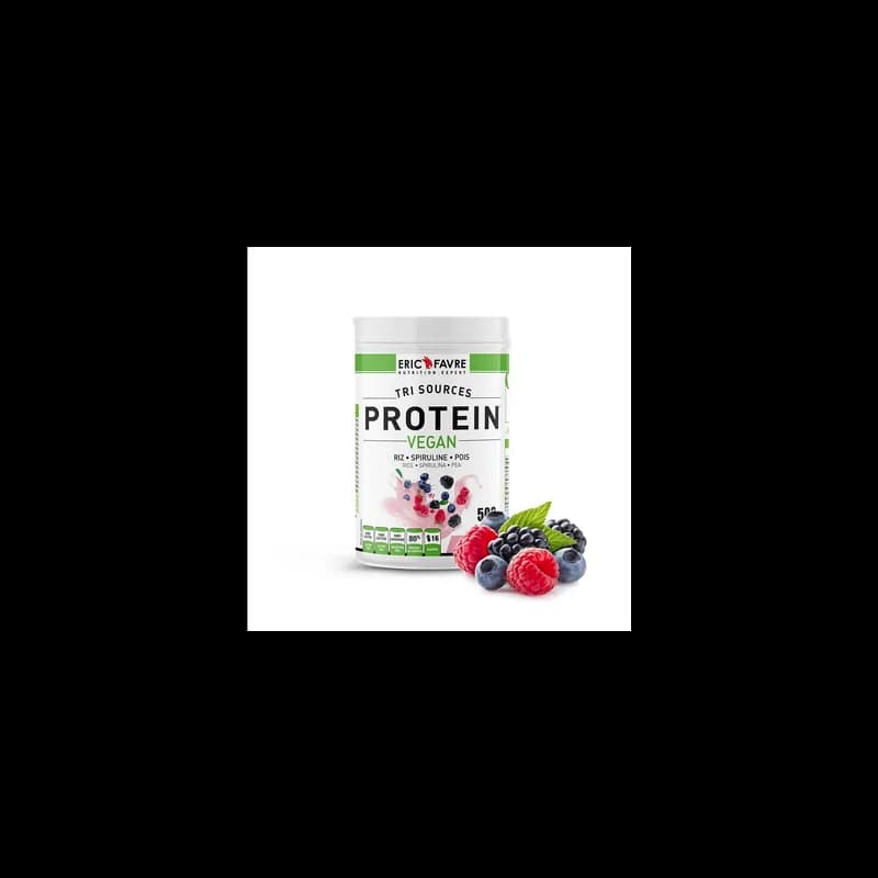 Eric Favre Protein Vegan Protéines Végétales Tri-Source Triple Berry (Fruit Rouge) Pot 500 g
