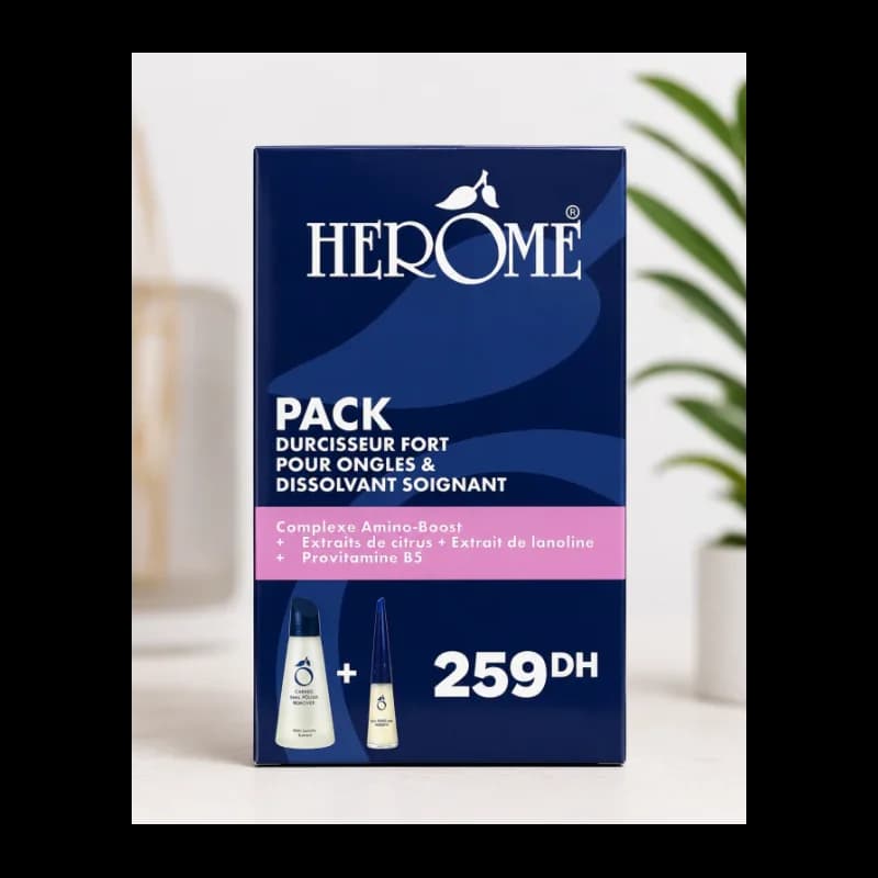 HEROME PACK DISSOLVANT SOIGNANT + DURCISSEUR FORT POUR ONGLES