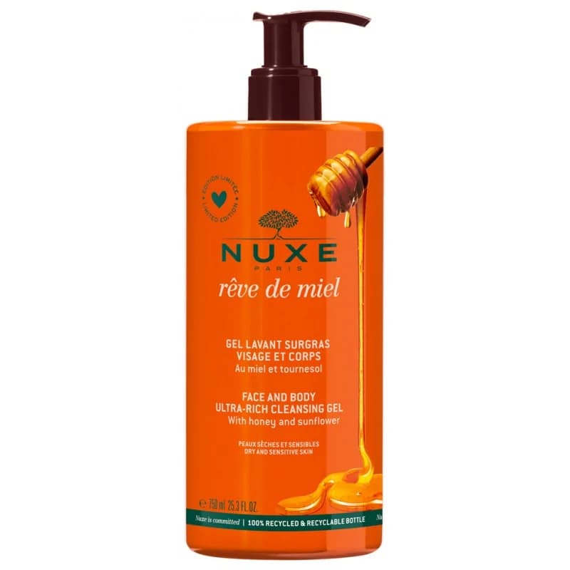 NUXE Rêve de Miel Gel Lavant Surgras Visage et Corps750 ml