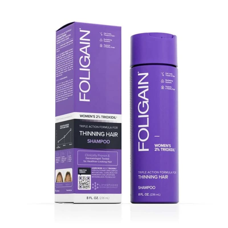 FOLIGAIN shampooing triple action pour cheveux clairsemés pour femme avec 2% de trioxidil 236ml