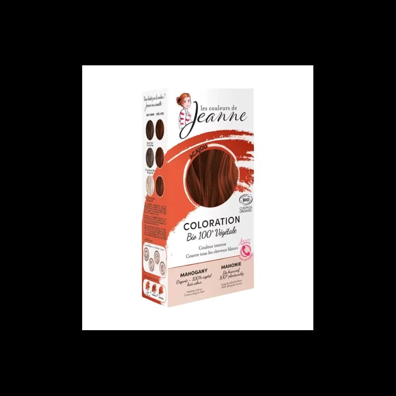LES COULEURS DE JEANNE COLORATION ACAJOU 100% VEGETALE 2x50G