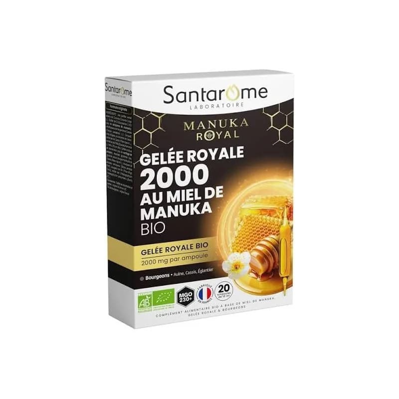 SANTAROME GELEE ROYALE 2000MG AU MIEL DE MANUKA 20 AMPOULES