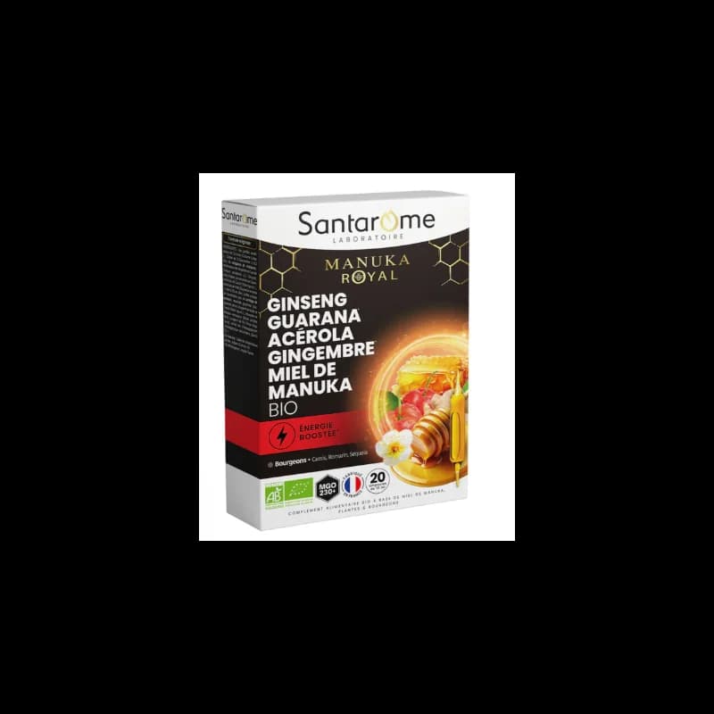 SANTAROME GINSENG GUARANA ACEROLA GINGEMBRE MIEL DE MANUKA 20 AMPOULES