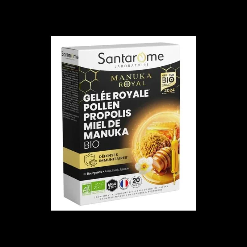 SANTAROME GELEE ROYALE POLLEN PROPOLIS MIEL DE MANUKA 20 AMPOULES