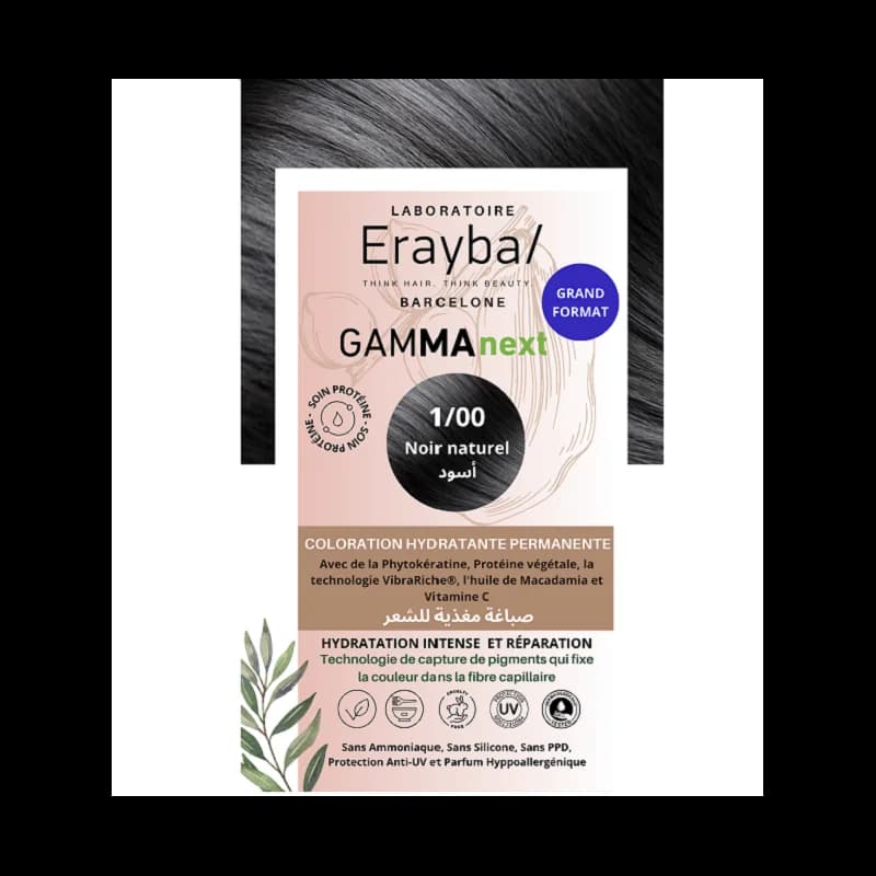 Erayba Gamma Next Coloration 1/00 Noir Naturel Coloration Hydratante Permanente