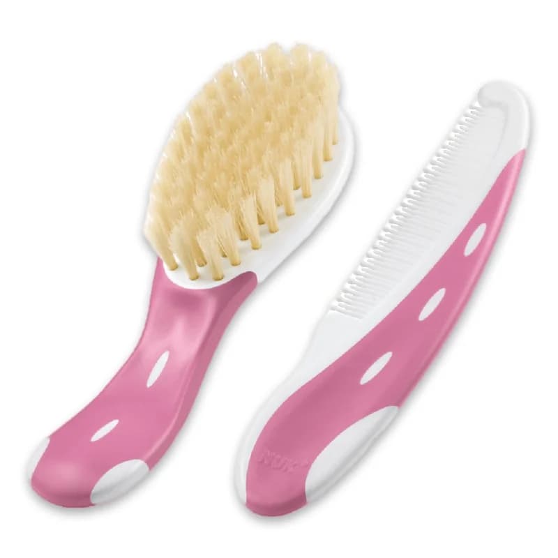 NUK Brosse à cheveux bébé avec peigne - rose