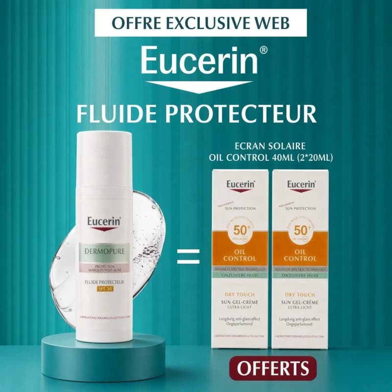 Eucerin DermoPure Fluide 50ML Achete + oil control spf50+ 40Ml (2*20ml) Offerts