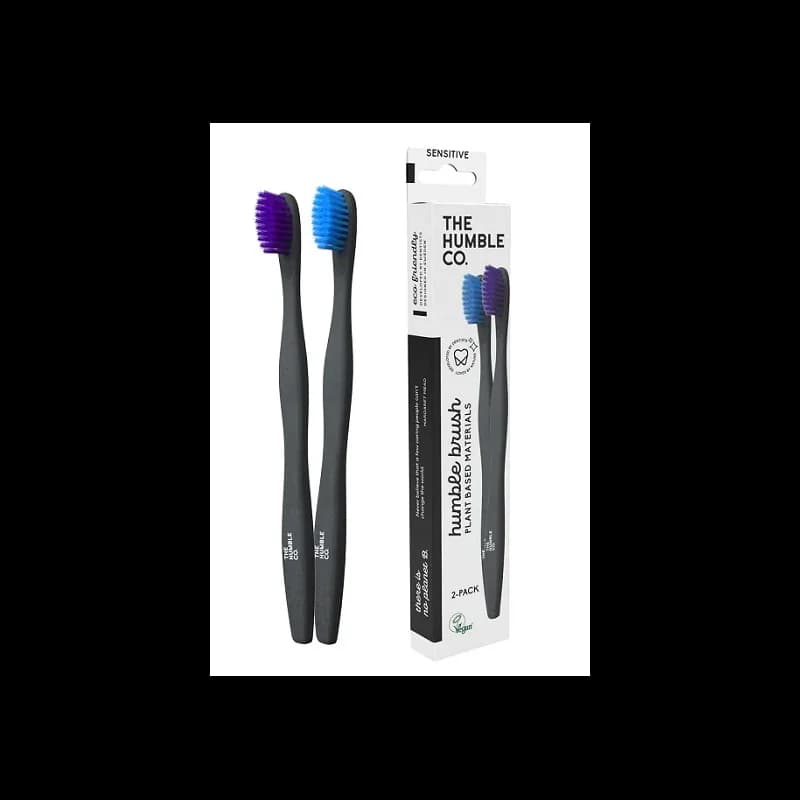 THE HUMBLE BROSSES À DENTS ÉCOLOGIQUE À BASE DE PLANTES  PACK DE 2 / COULEUR BLEUE / MAUVE