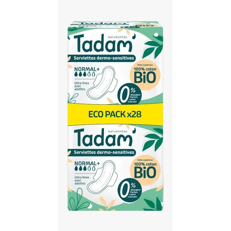 TADAM' SERVIETTES ULTRA FINES AVEC AILETTES NORMAL+ x14 x2 PACK PROMO