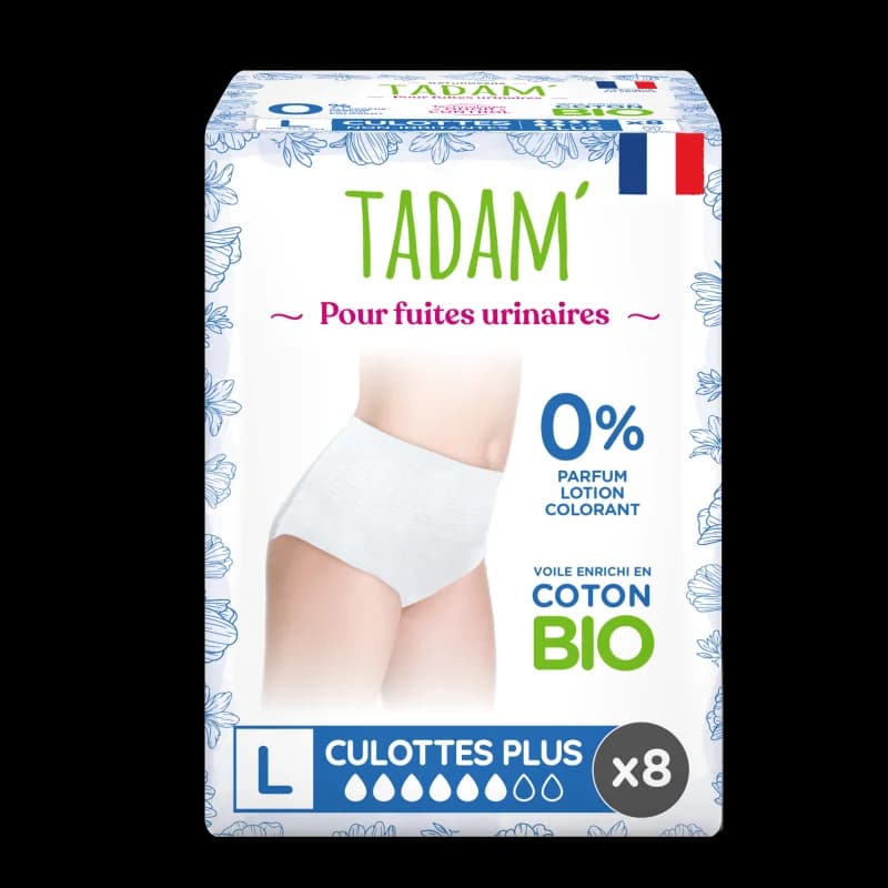 TADAM' CULOTTES ECOLOGIQUES FUITES URINAIRES JETABLES TAILLE L 8U