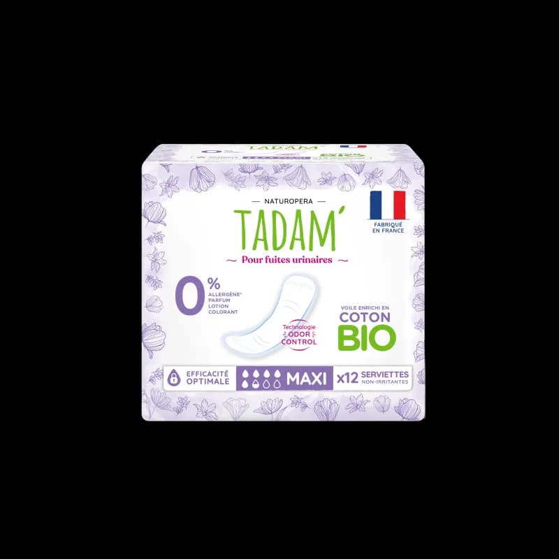 TADAM' SERVIETTES ECOLOGIQUES FUITES URINAIRES MAXI 12U