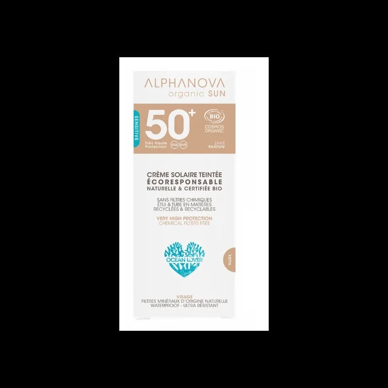 ALPHANOVA Crème solaire teintée claire certifiée bio SPF 50+